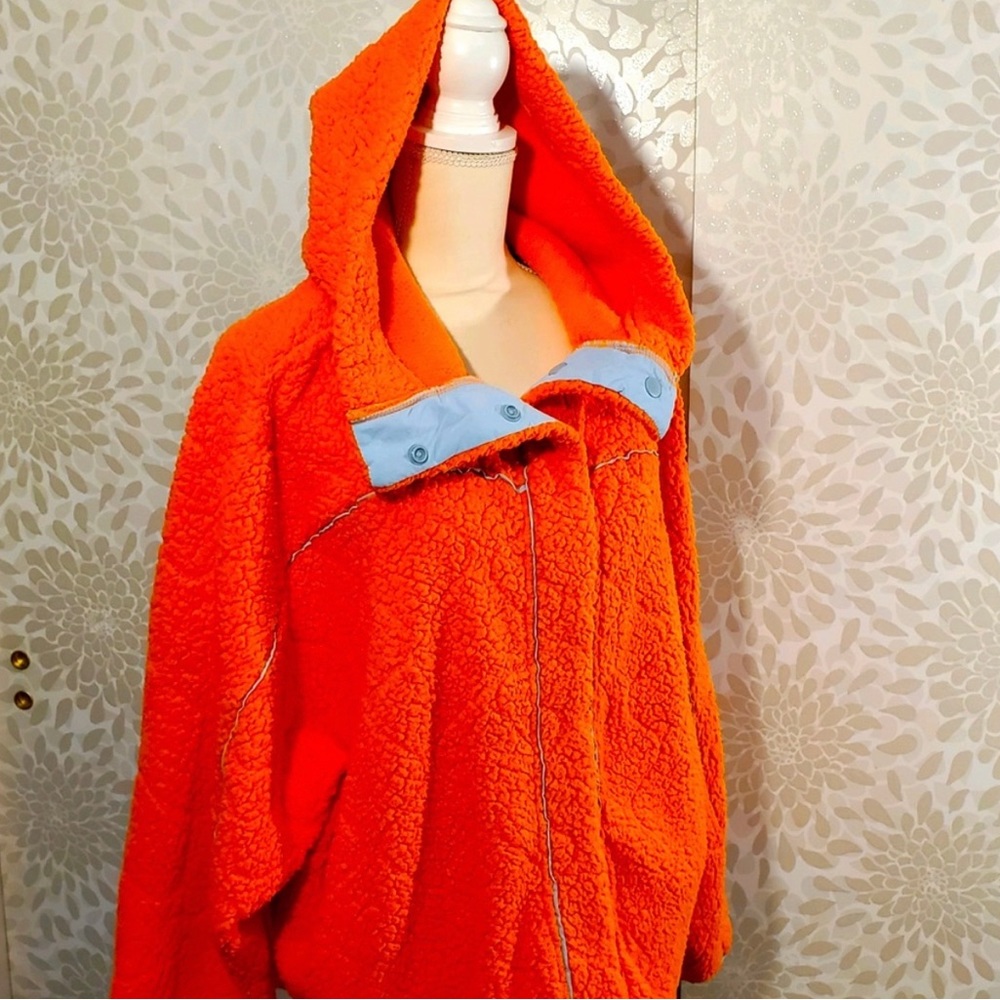 urban outfitters out from under bria sherpa orange and blue sweatshirt/jacket